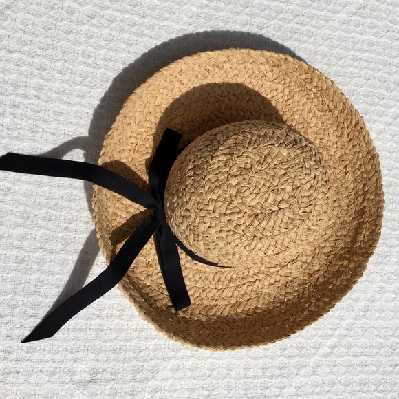 L.L. Bean Accessories - L.L.BEAN SEAGRASS VINTAGE STRAW HAT BLACK RIBBON